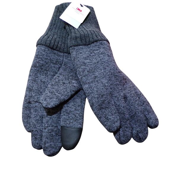 West Loop Men's Knit Glove 3M Thinsulate Lining Gray Heather One Size Fits Most - Picture 1 of 4